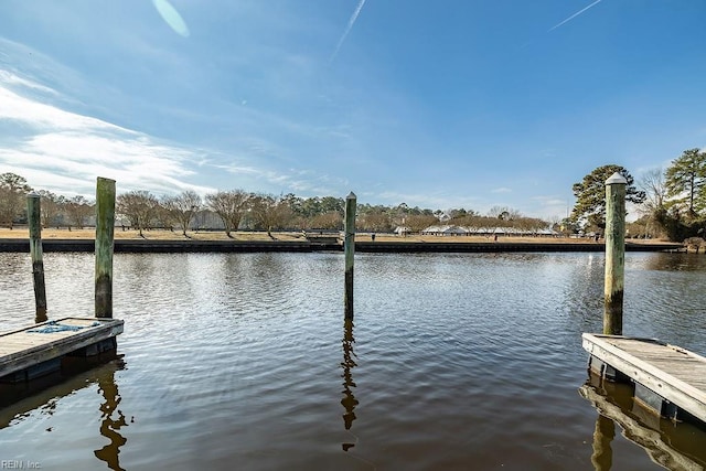 view of dock featuring a water view