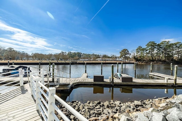 dock area featuring a water view