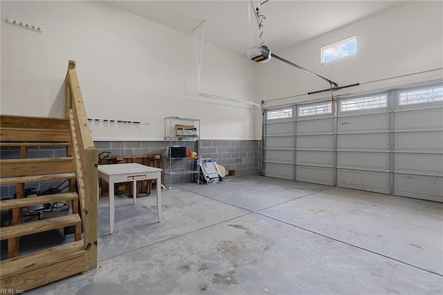 garage with a garage door opener