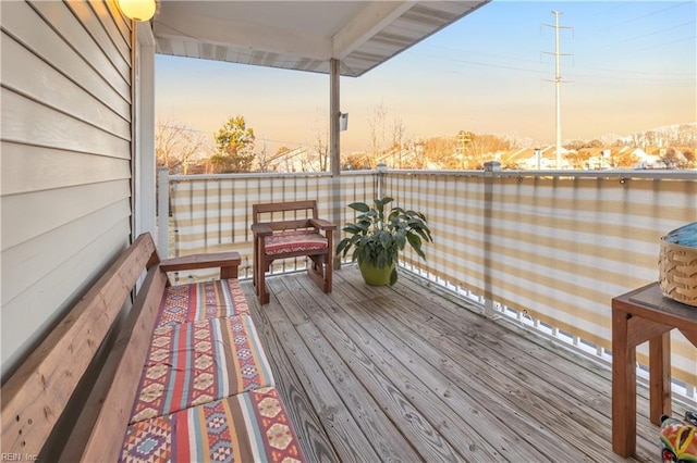 view of snow covered deck