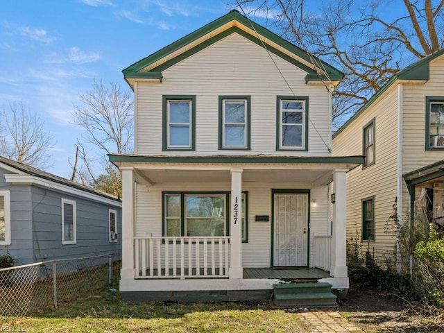 view of front facade featuring covered porch