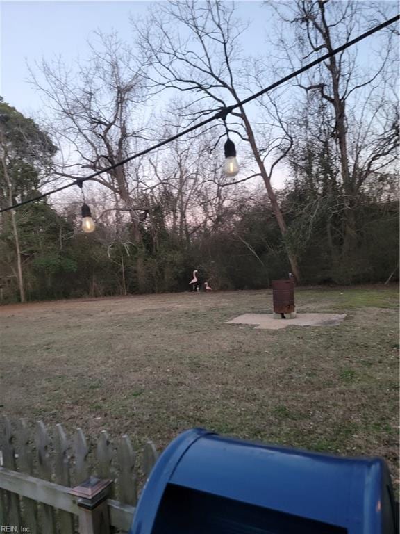 view of yard at dusk