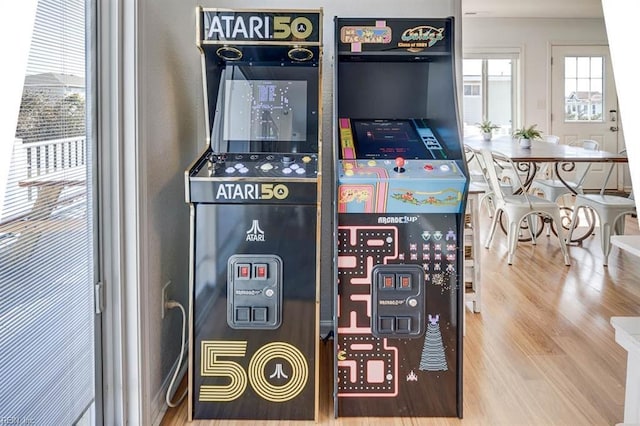 rec room featuring hardwood / wood-style flooring