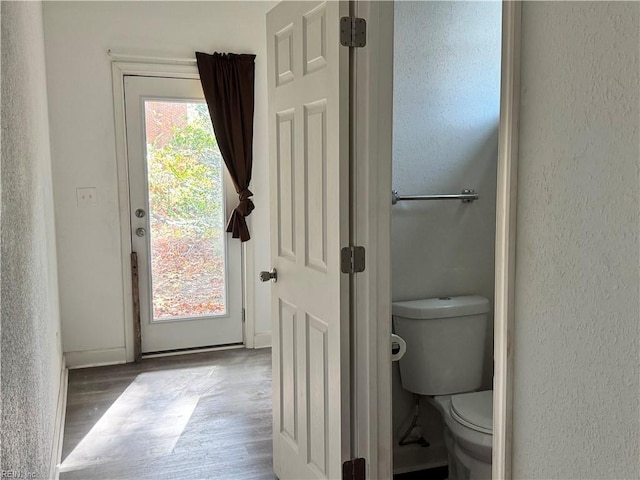 bathroom featuring toilet and hardwood / wood-style floors