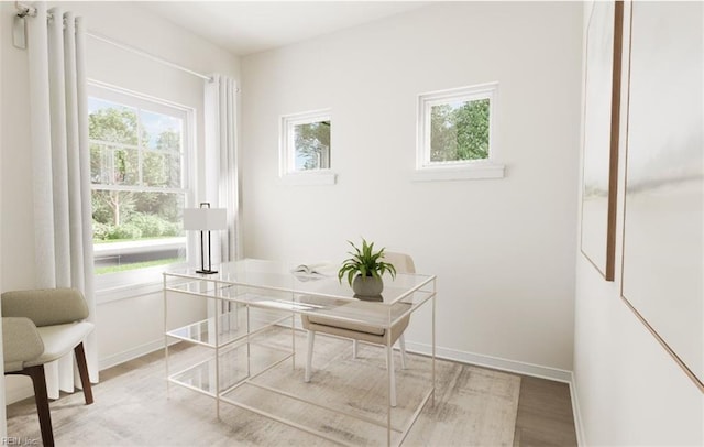 home office featuring hardwood / wood-style floors