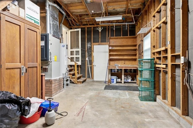 basement with gas water heater
