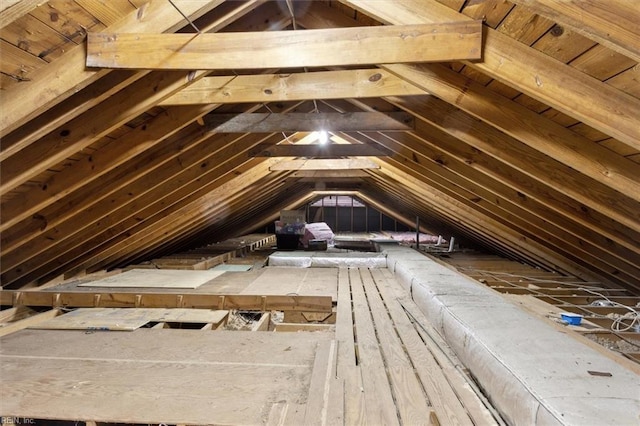 view of unfinished attic