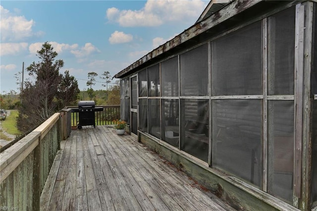 deck featuring area for grilling