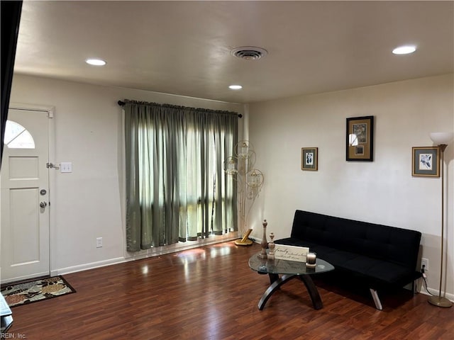 living area featuring hardwood / wood-style flooring