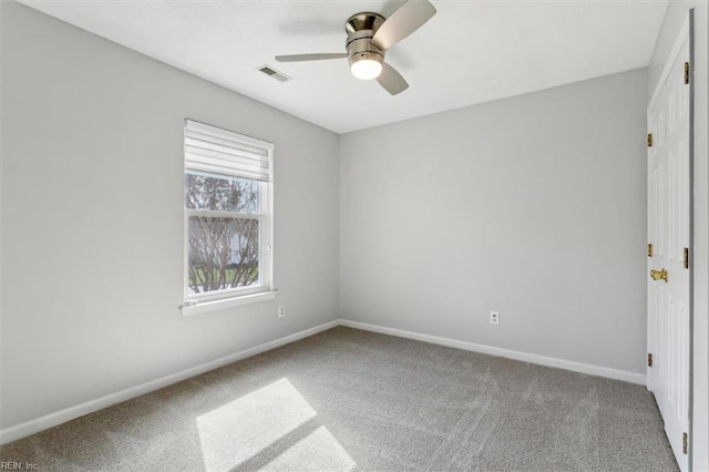 unfurnished bedroom featuring carpet and ceiling fan