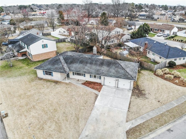 bird's eye view with a residential view