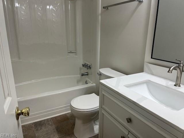 full bathroom featuring toilet, vanity, and shower / bathtub combination