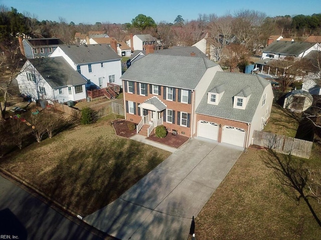 bird's eye view with a residential view