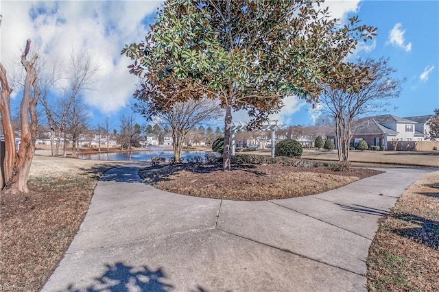 view of street featuring sidewalks and a residential view