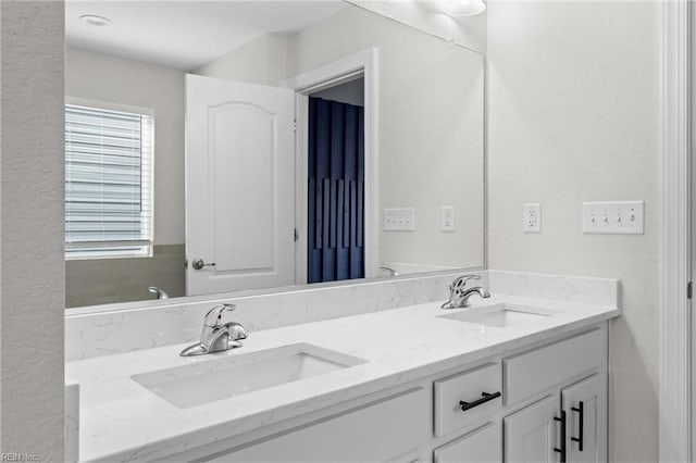 full bathroom featuring double vanity and a sink