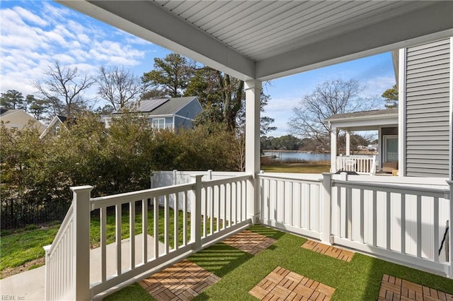 exterior space featuring a water view