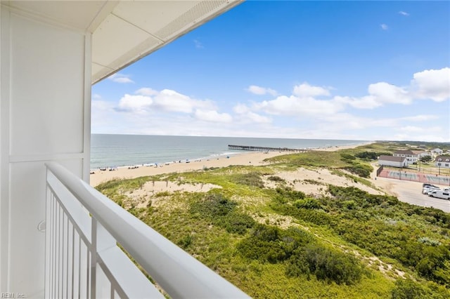 property view of water featuring a view of the beach