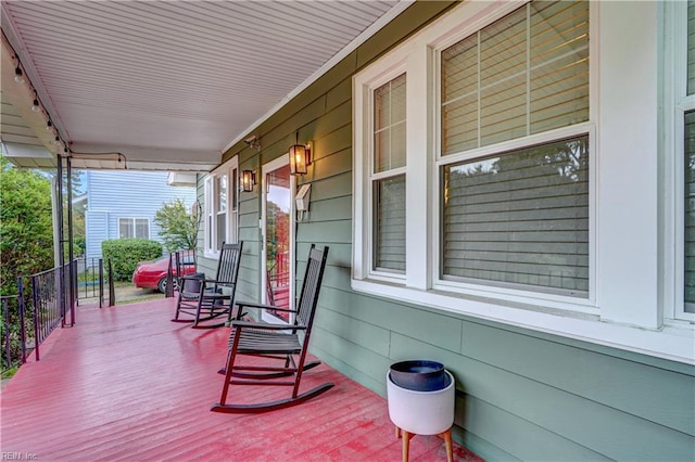 deck featuring a porch