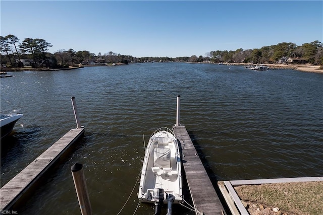 dock area featuring a water view