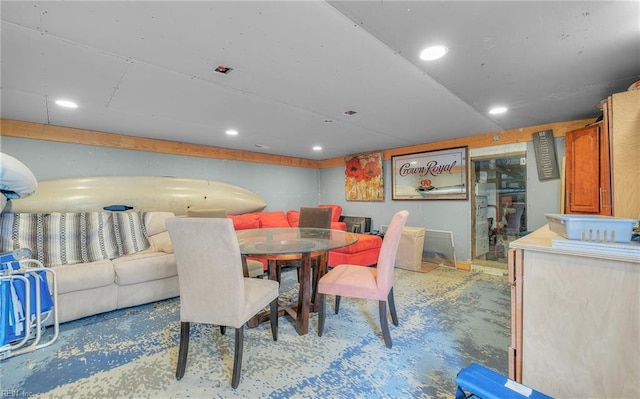 dining room featuring recessed lighting