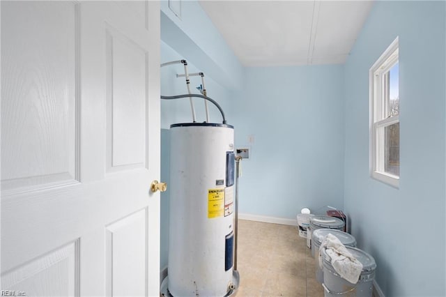 utility room featuring electric water heater