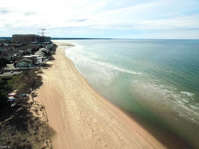 property view of water featuring a beach view