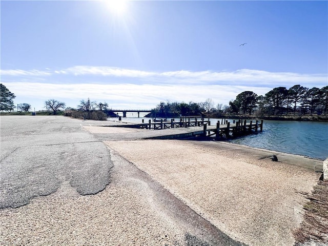 dock area featuring a water view