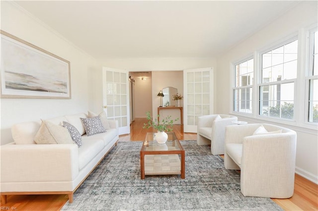 living area featuring wood finished floors