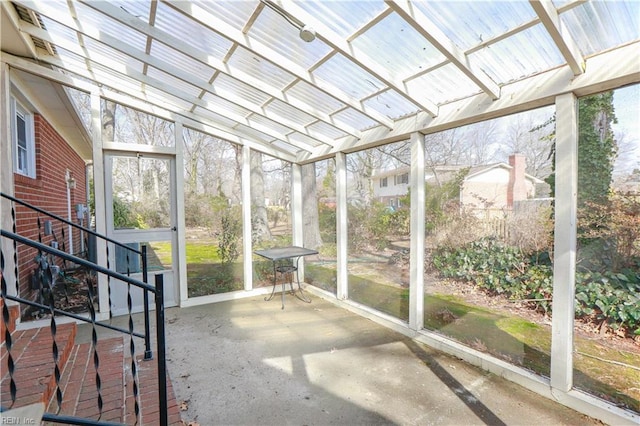 view of unfurnished sunroom