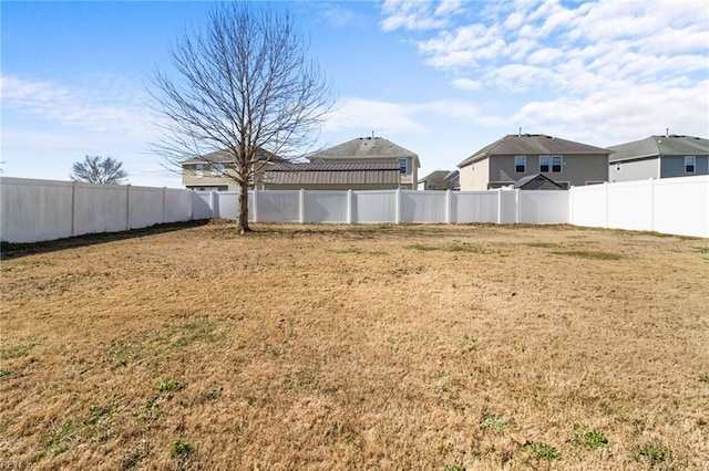 view of yard featuring a fenced backyard