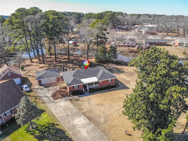 bird's eye view with a residential view