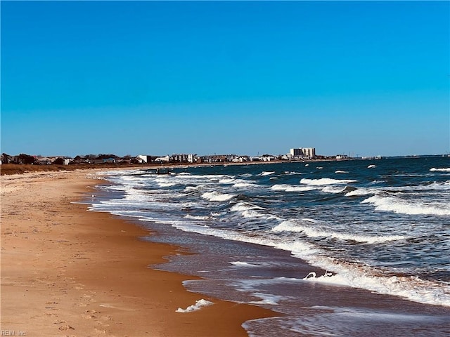 view of water feature featuring a beach view