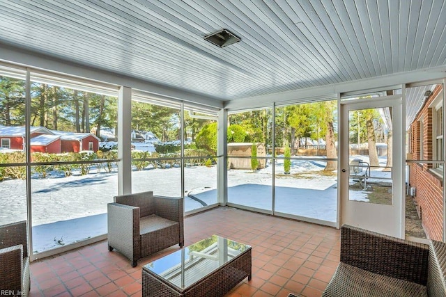 view of unfurnished sunroom