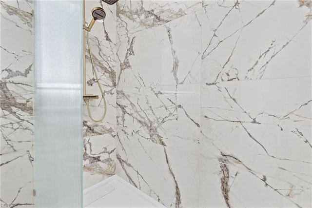 details featuring a marble finish shower