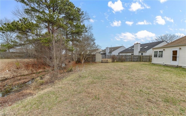 view of yard with a fenced backyard