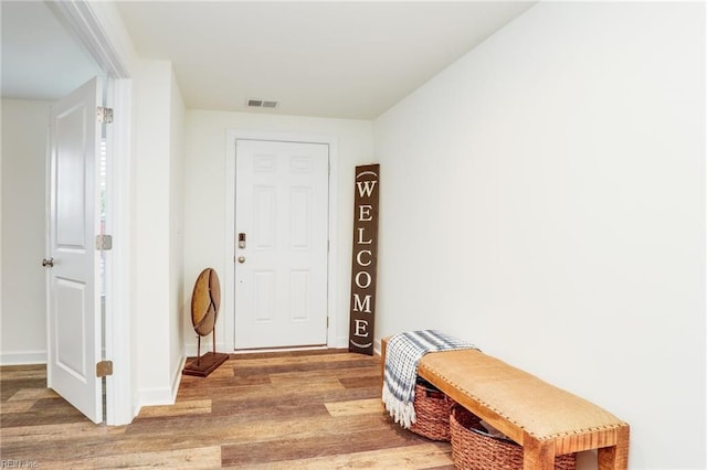 entrance foyer featuring visible vents and light wood-style floors