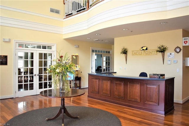 reception area with visible vents and french doors