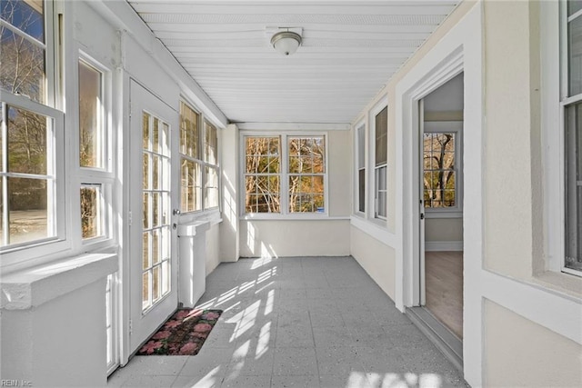 view of unfurnished sunroom