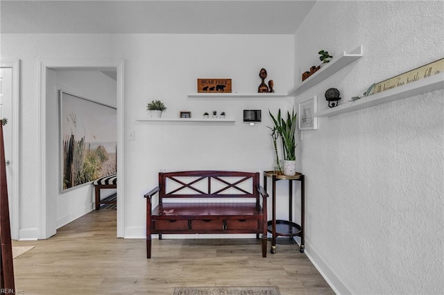 interior space with baseboards and wood finished floors