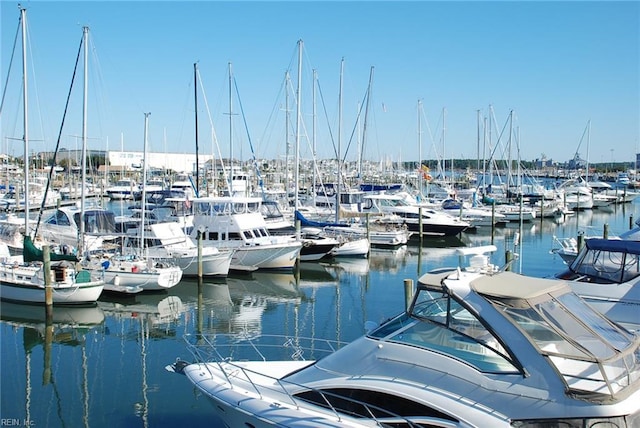 view of dock featuring a water view