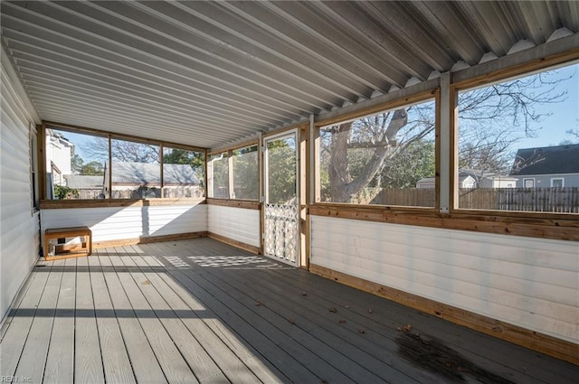 view of unfurnished sunroom