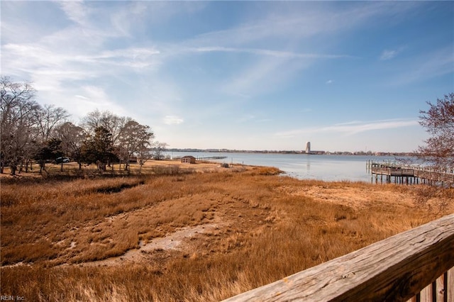 exterior space featuring a water view