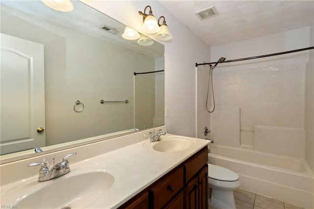 full bathroom featuring tile patterned flooring, visible vents, and a sink