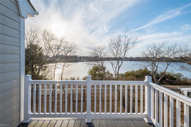 deck with a water view