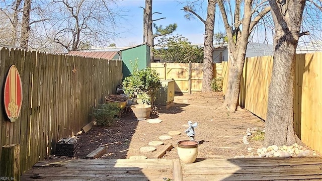 view of yard with a fenced backyard