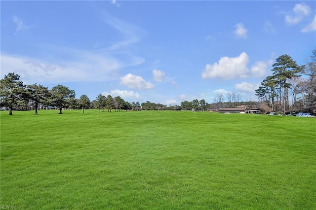 view of community featuring a rural view and a lawn