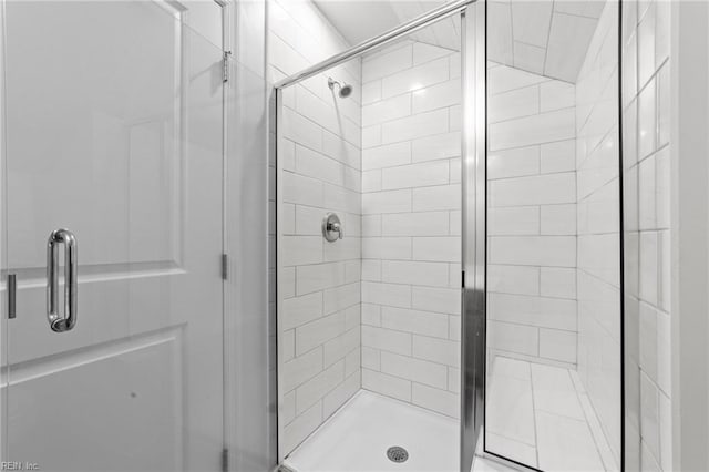 bathroom with a stall shower