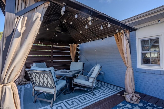 view of patio / terrace featuring a gazebo