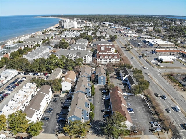 aerial view with a water view and a residential view