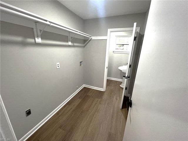 spacious closet with wood finished floors